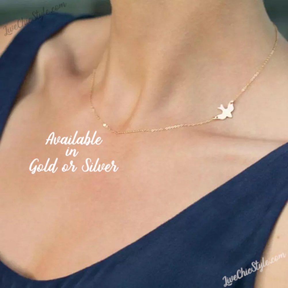 Dainty Dove Necklace, Gold Plated